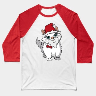 Santa Kitten, white kitten dressed as Santa Claus. Baseball T-Shirt